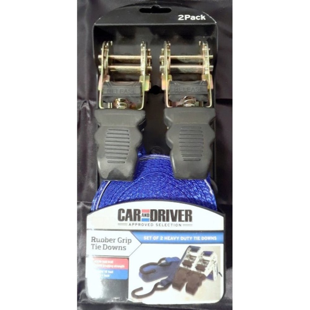 Car & Driver Rubber Grip Tie Downs Set